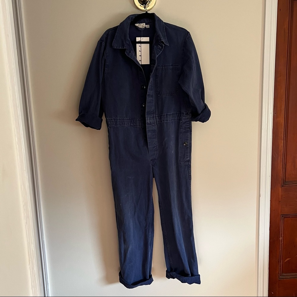 Vintage Blue Cotton Coveralls Boiler Suit Jumpsuit Onesie (medium)